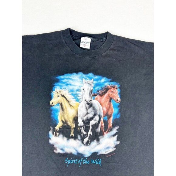 Vintage 2003 Spirit of the Wind Horses T-Shirt XL Black Animals Nature - Picture 1 of 9